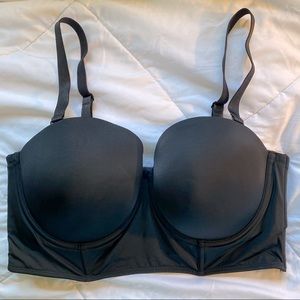 Black Longline Push Up Multi-way Strapless Bra Sz 42DD